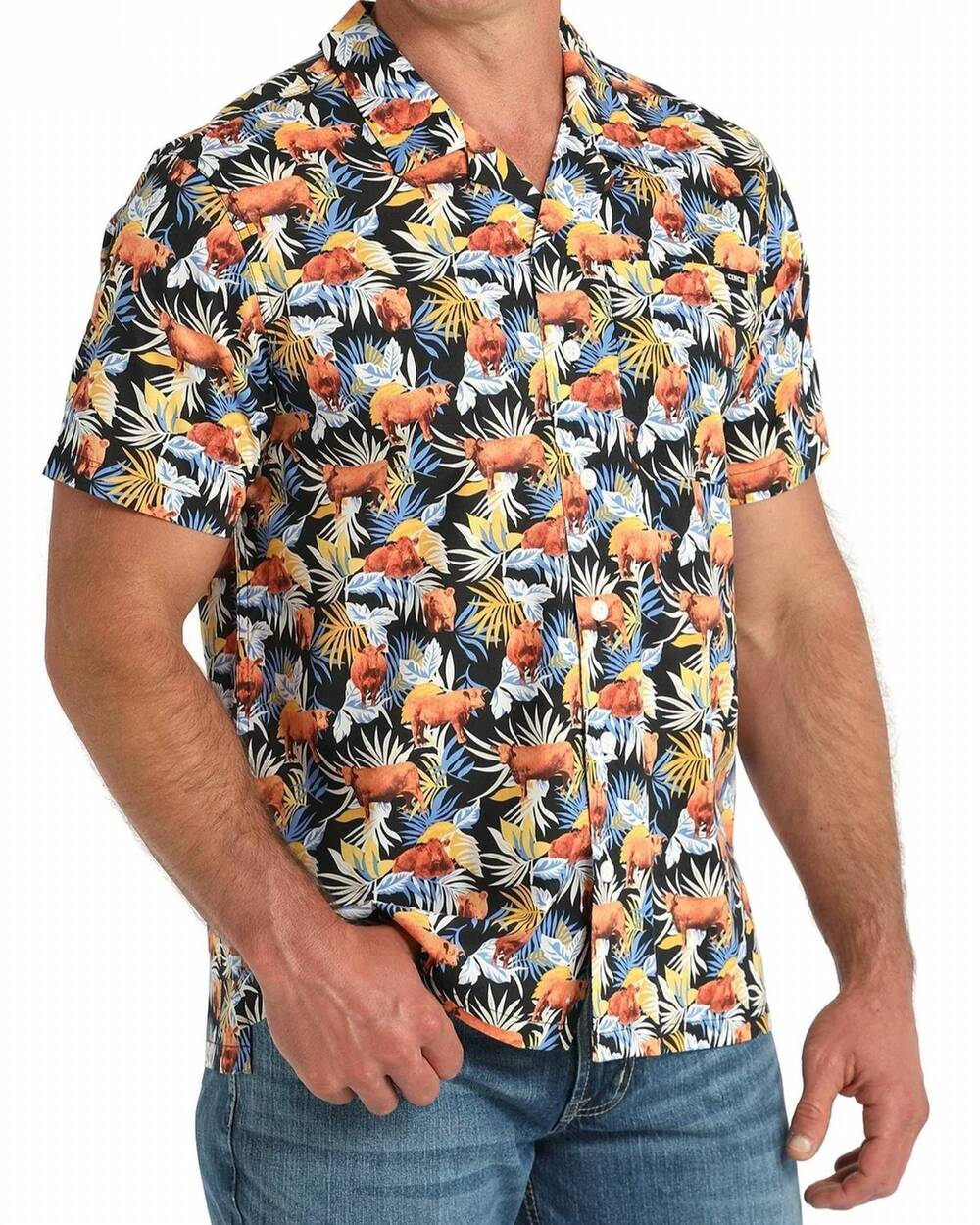 NEW CINCH men's aloha angus camp shirt in multicolor
